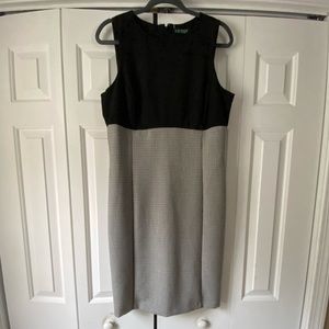 LAUREN Ralph Lauren Women’s Dress Faux Suede & Houndstooth Black White 12